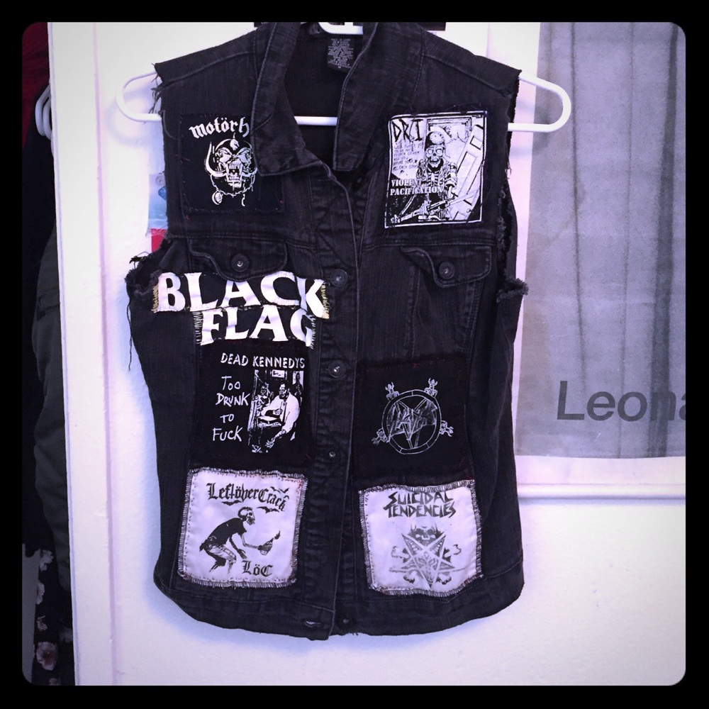 Black denim vest